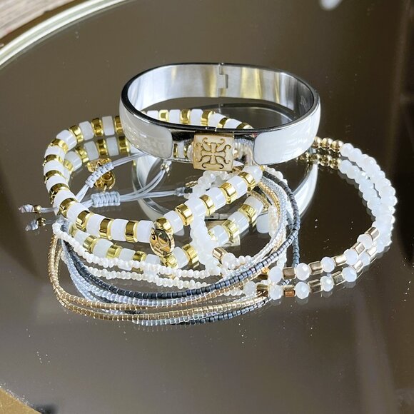 Rustic Cuff Set FOUR stackable Bracelets Set - Picture 5 of 6